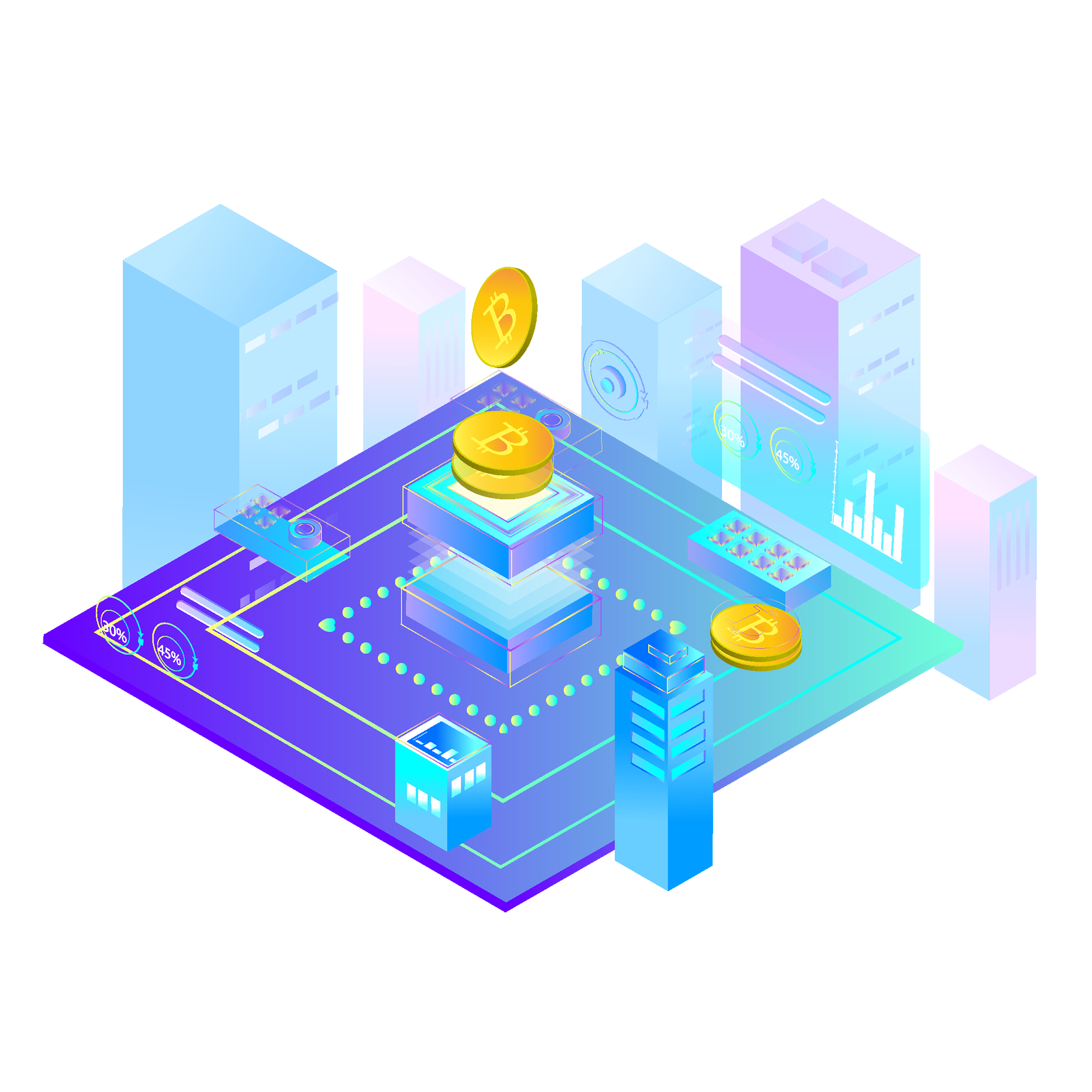 Cloud Mining Illustration